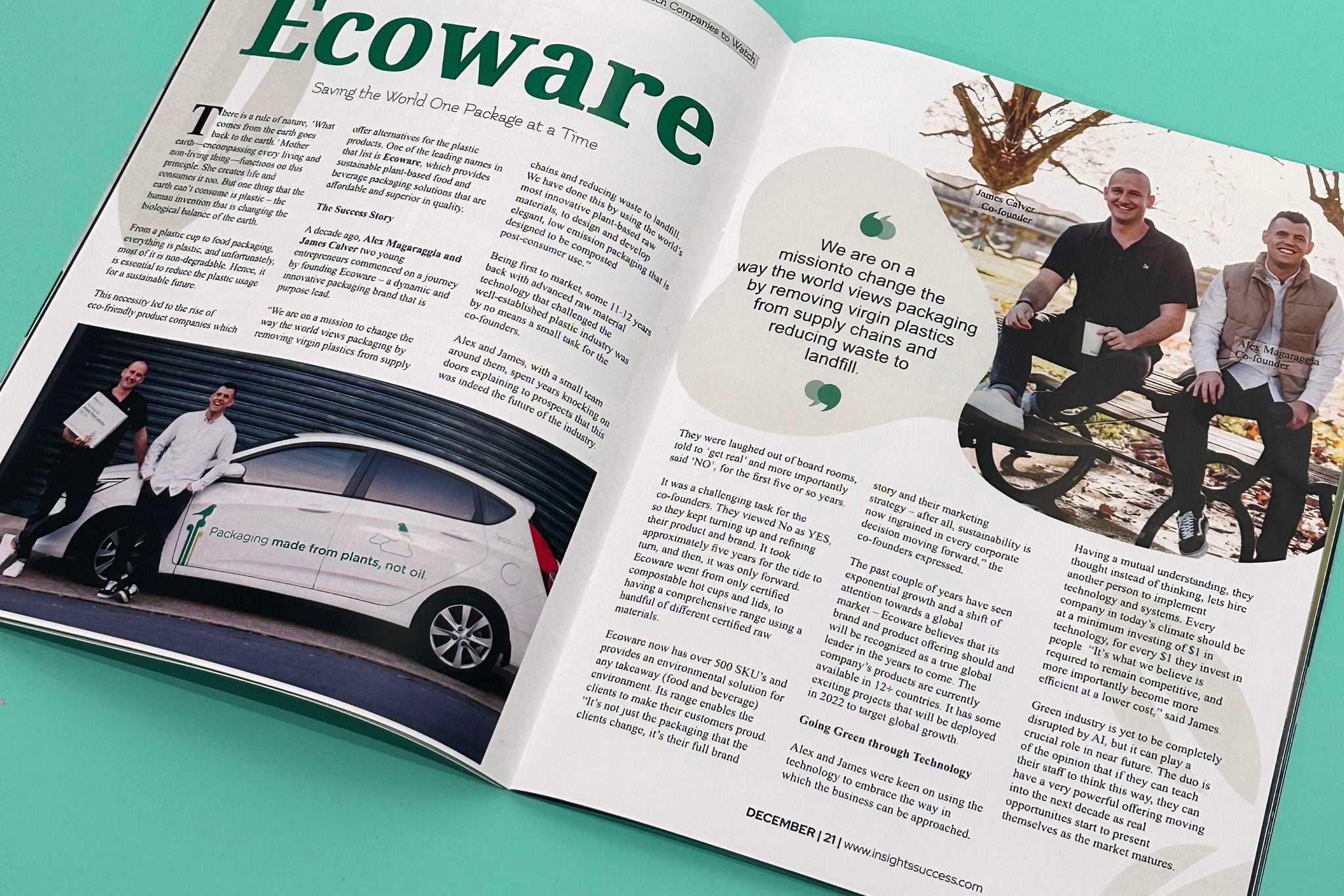 Ecoware recognised as one of the top 10 Green, Sustainable Companies to watch.