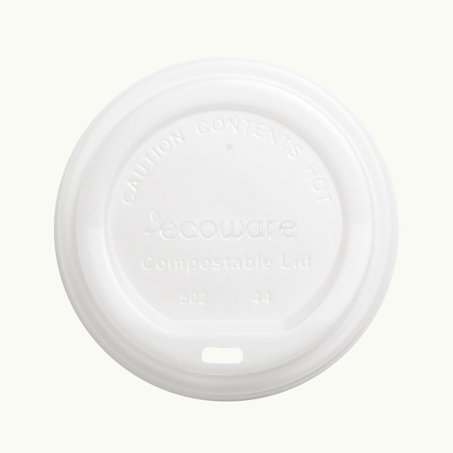 certified compostable bioplastic white coffee cup lid