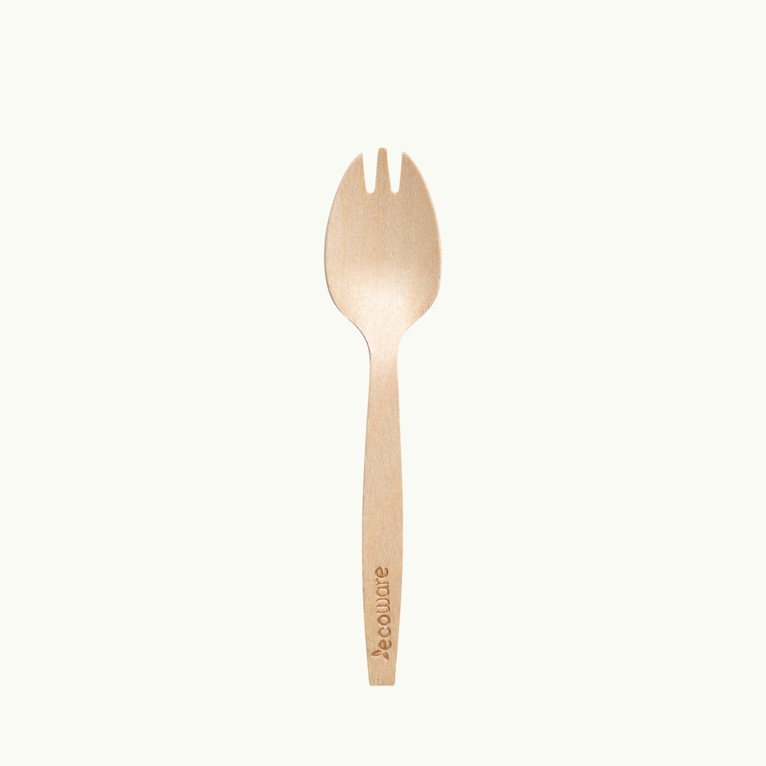 Certified compostable wooden cutlery spork.