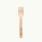 Certified compostable wooden cutlery fork.