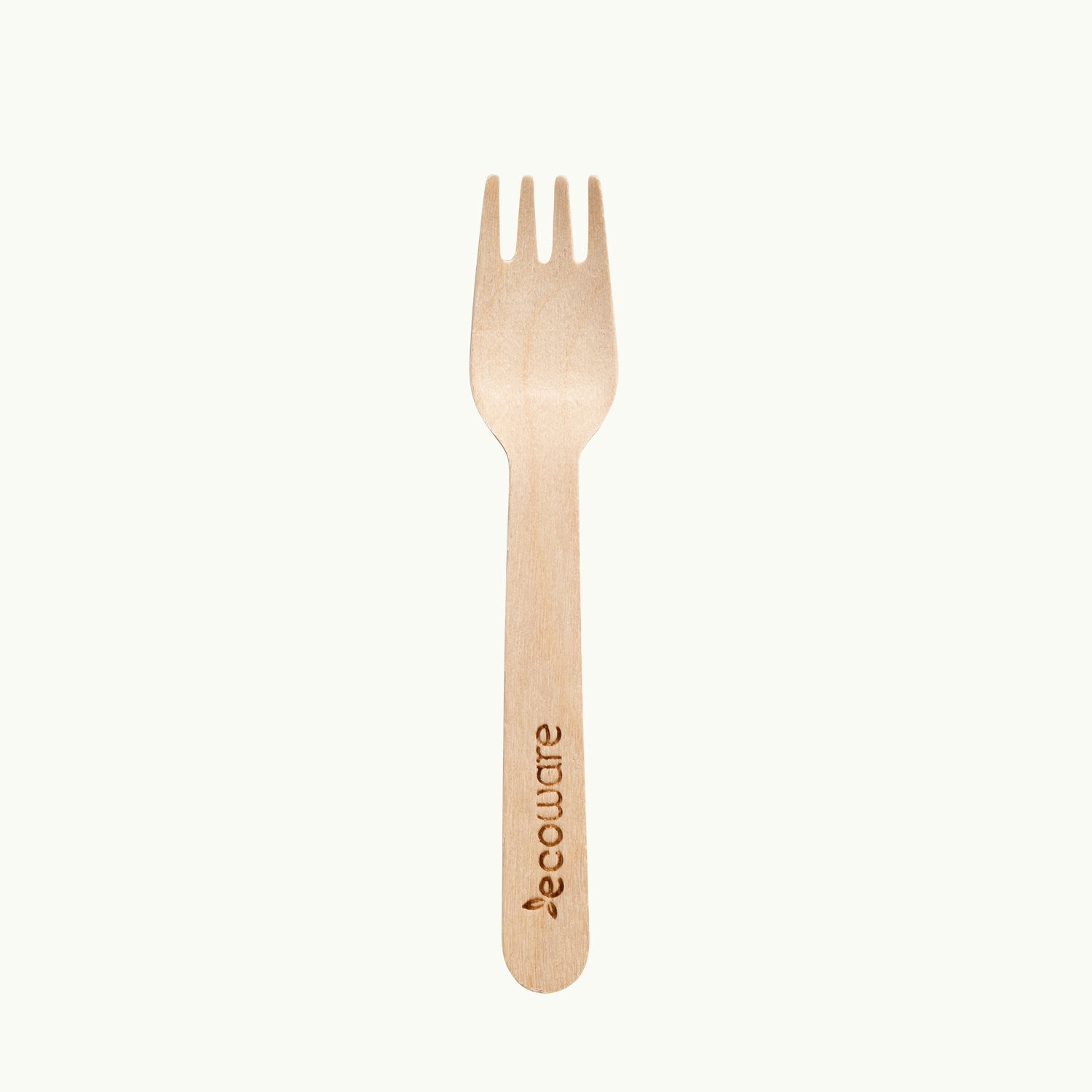 Certified compostable wooden cutlery fork.