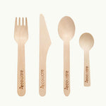 Ecoware certified compostable wooden cutlery range.