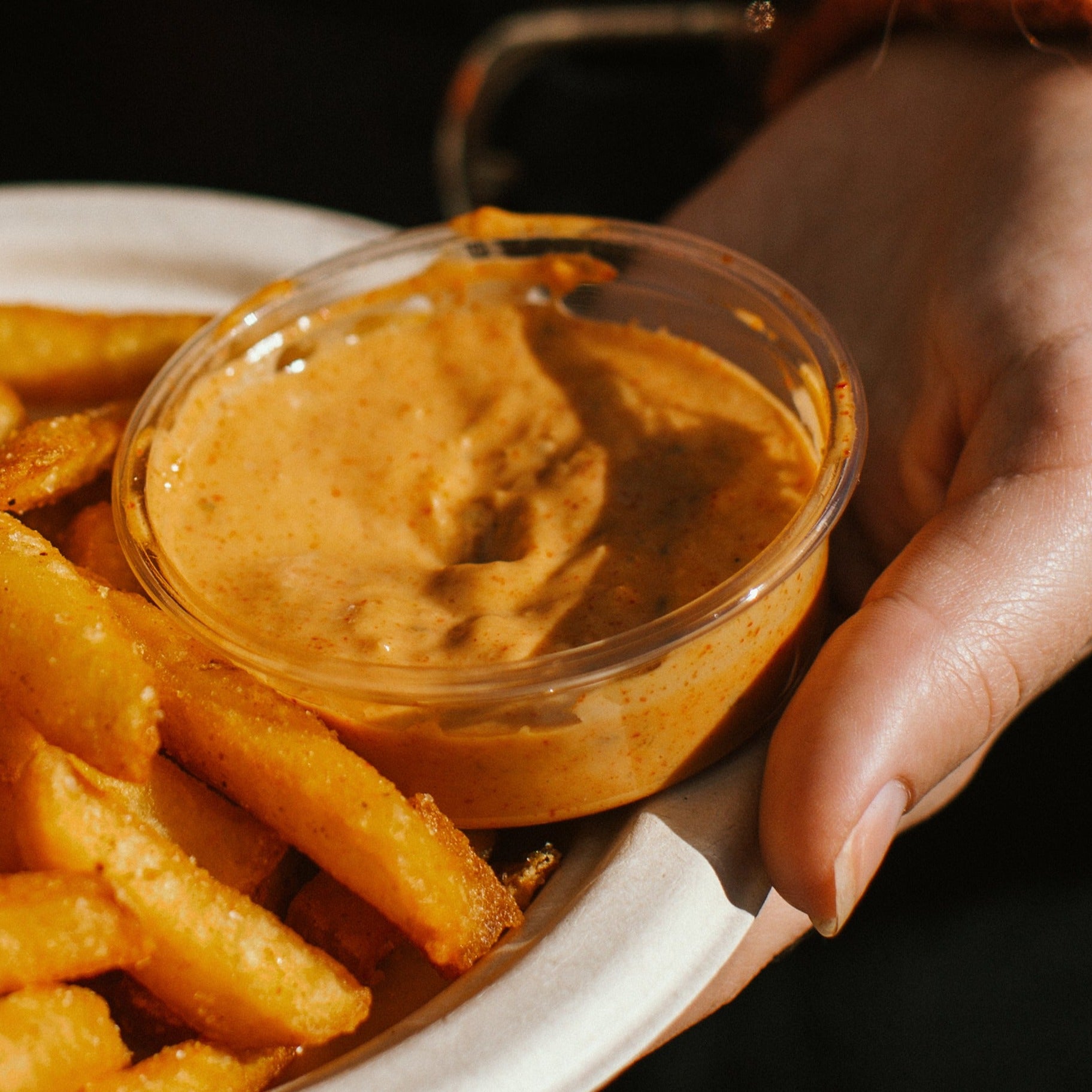 Ecoware bioplastic clear compostable sauce container 60 ml.