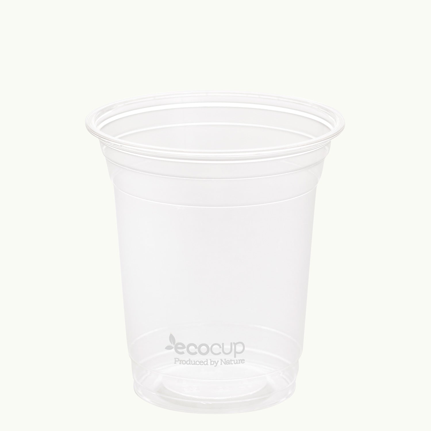 Ecoware bioplastic white logo clear EcoCup.