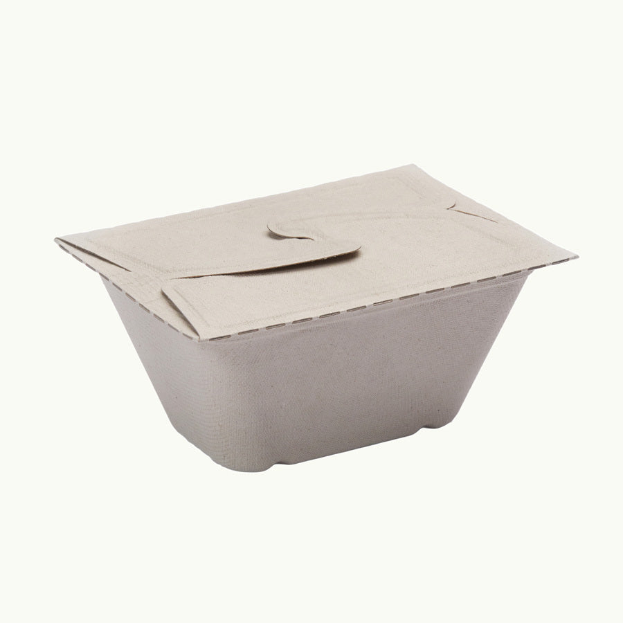Ecoware sugarcane folding food boxes are made of 100% renewable resources.