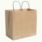 Kraft Handle Bag with Printing. Food delivery service bag,